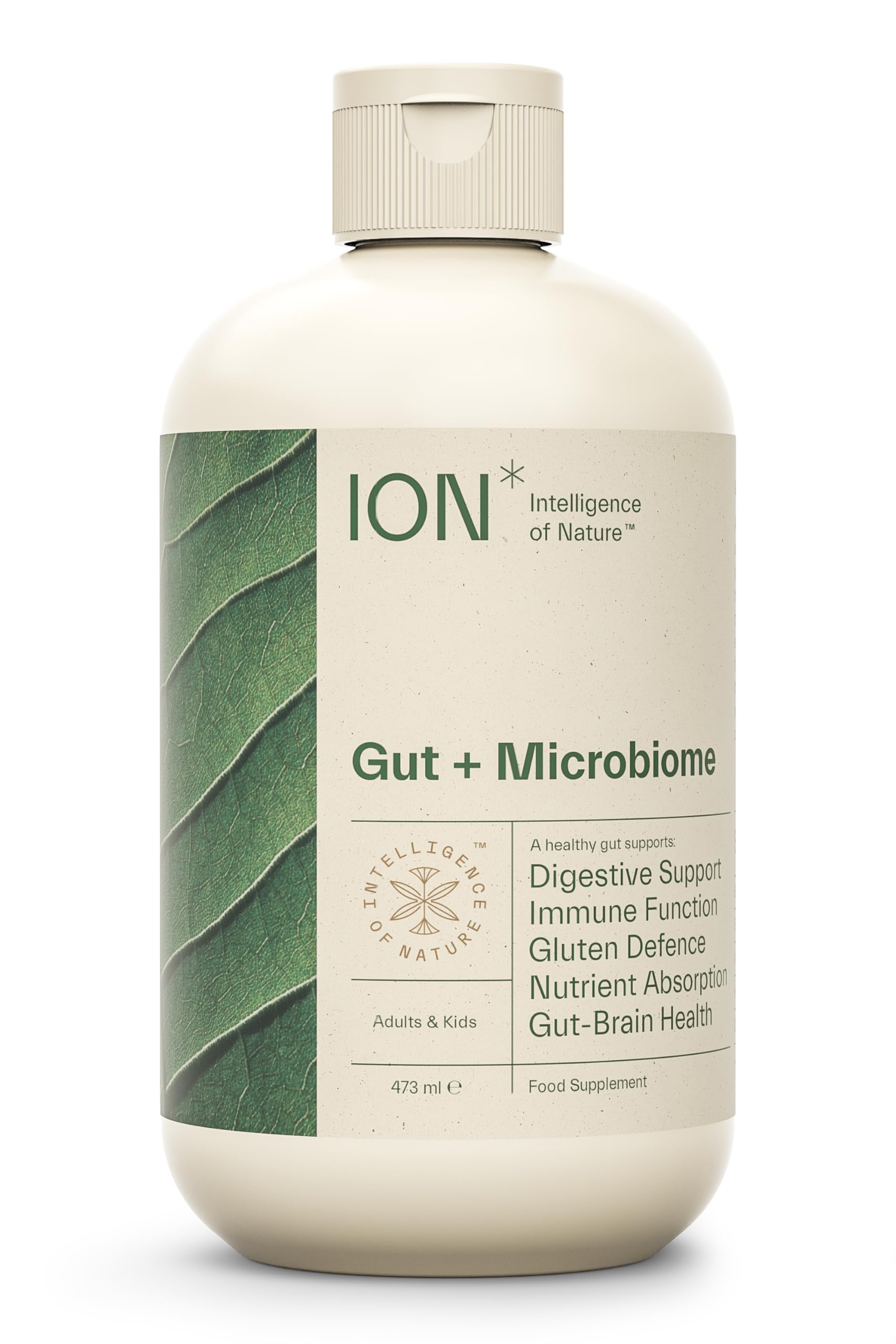 ION* Gut Support botella mostrada para apoyar la salud digestiva.