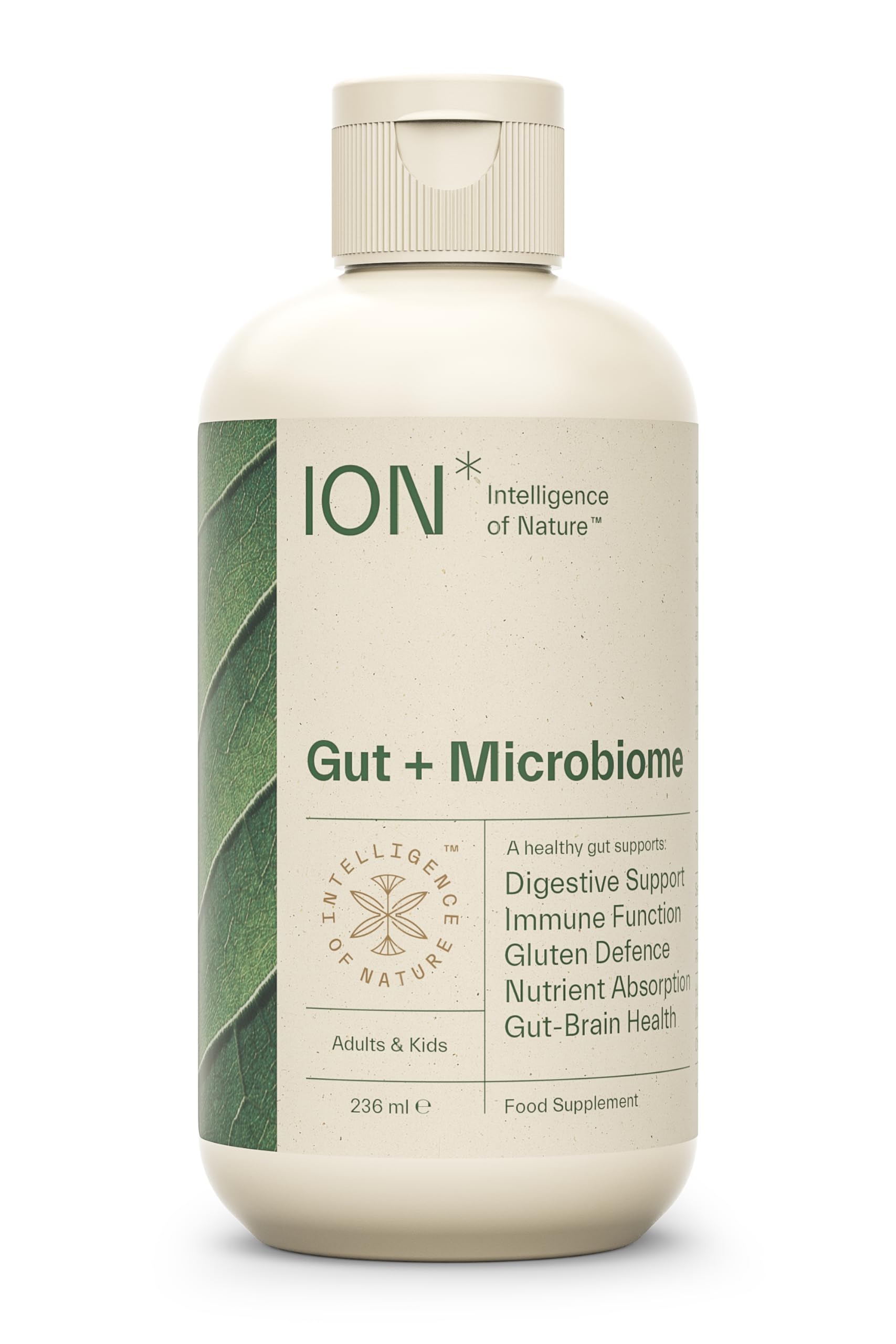 ION* Gut Support: botella con dosificador para apoyo digestivo diario.