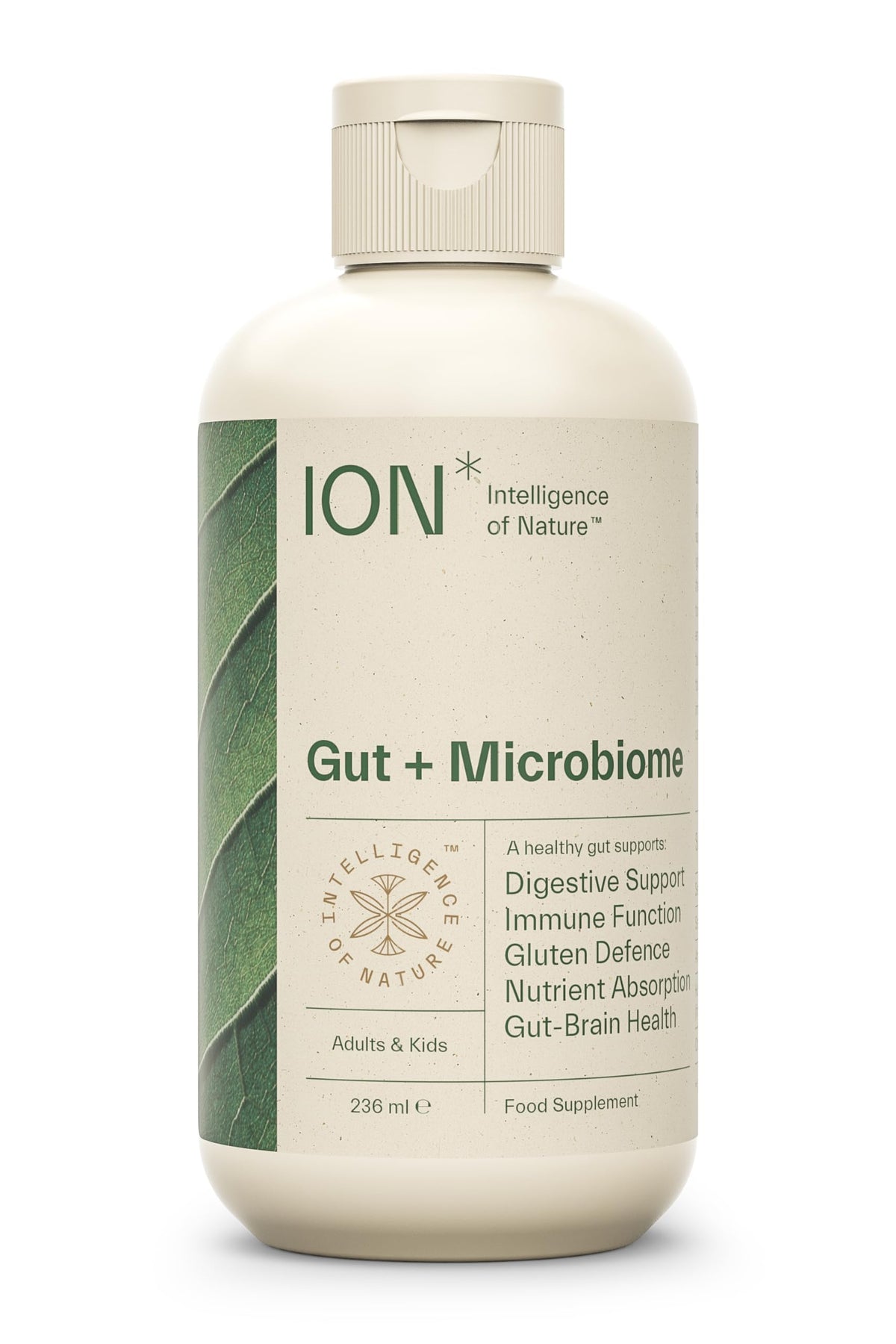ION* Gut Support: botella con dosificador para apoyo digestivo diario.