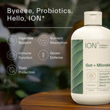 ION* Gut Support: detalle de etiqueta destacando ingredientes naturales.