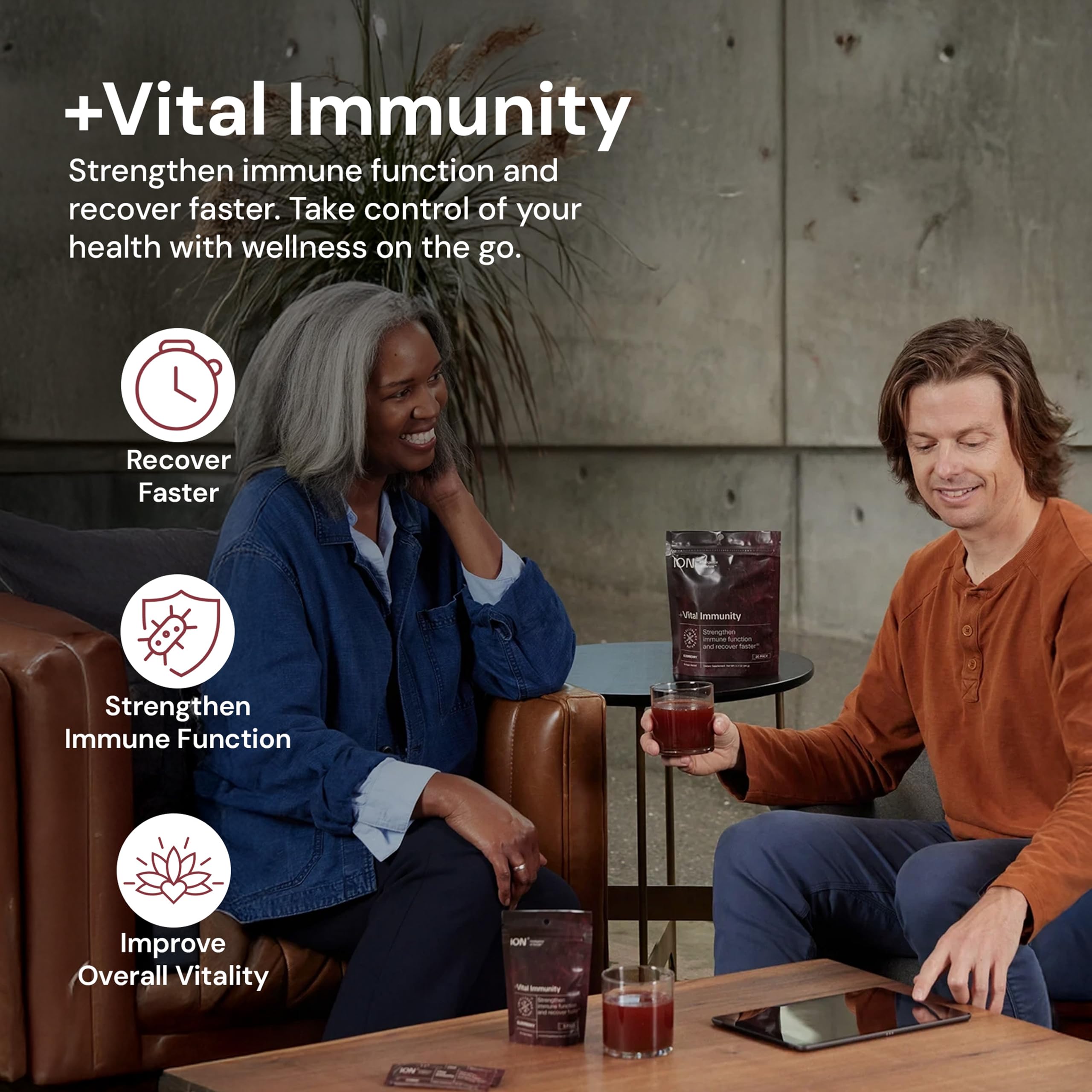 ION* Vital Immunity sabor saúco en primer plano para una experiencia agradable
