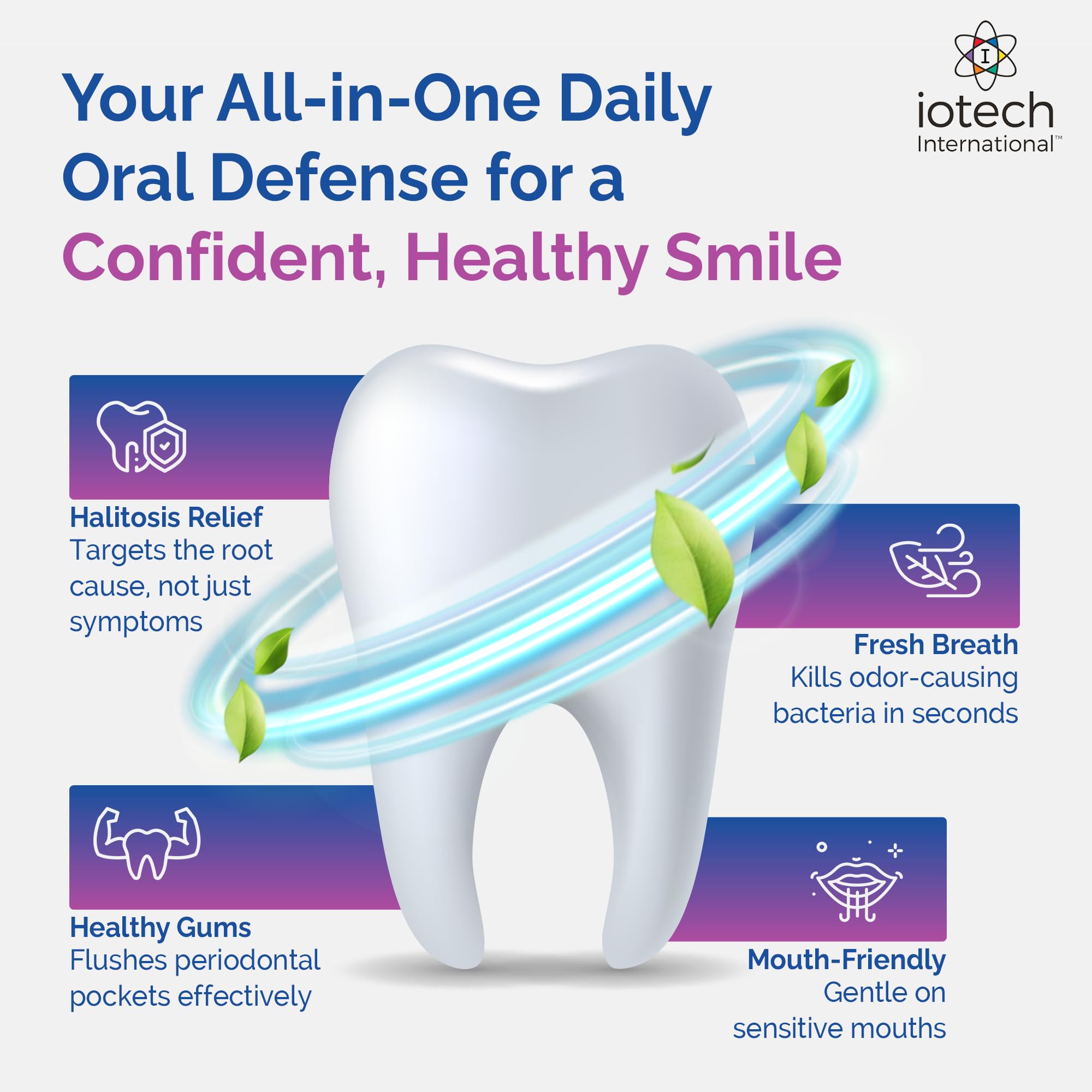 ioRinse used with Waterpik for thorough gum cleansing