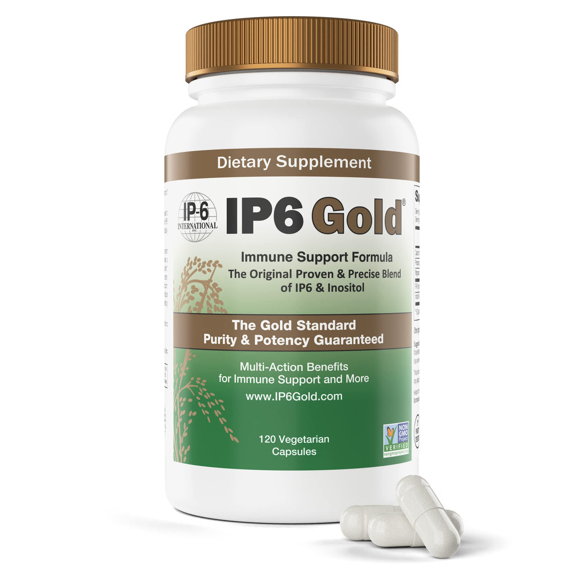 IP6 Gold: cápsulas vegetarianas, posible apoyo al sistema inmune.