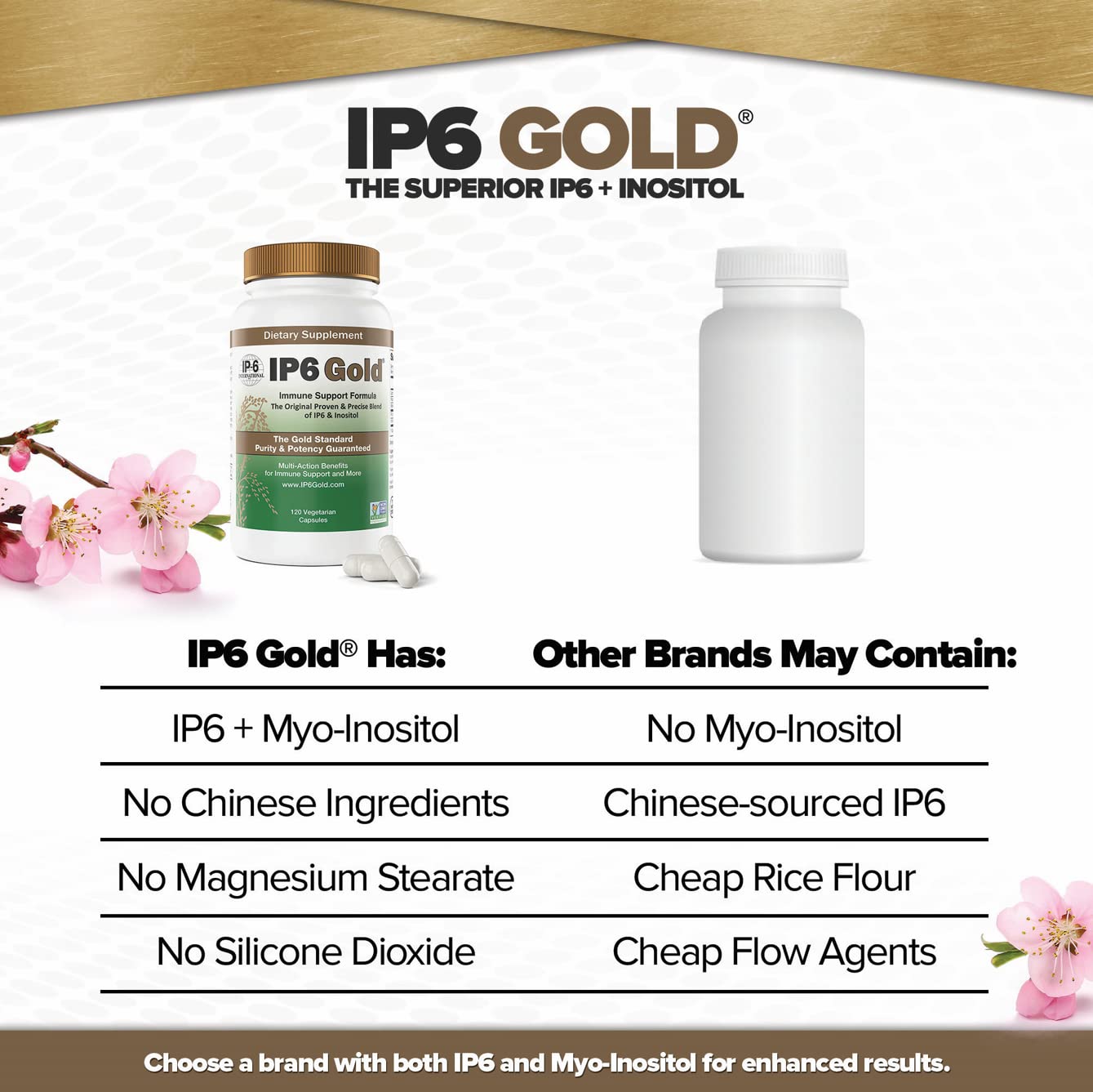 IP6 Gold: etiqueta certificada sin OGM, confianza en ingredientes.