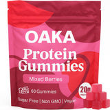 Gomitas de proteína ipxkwll OAKA con 20 g por porción para metas diarias de proteína.