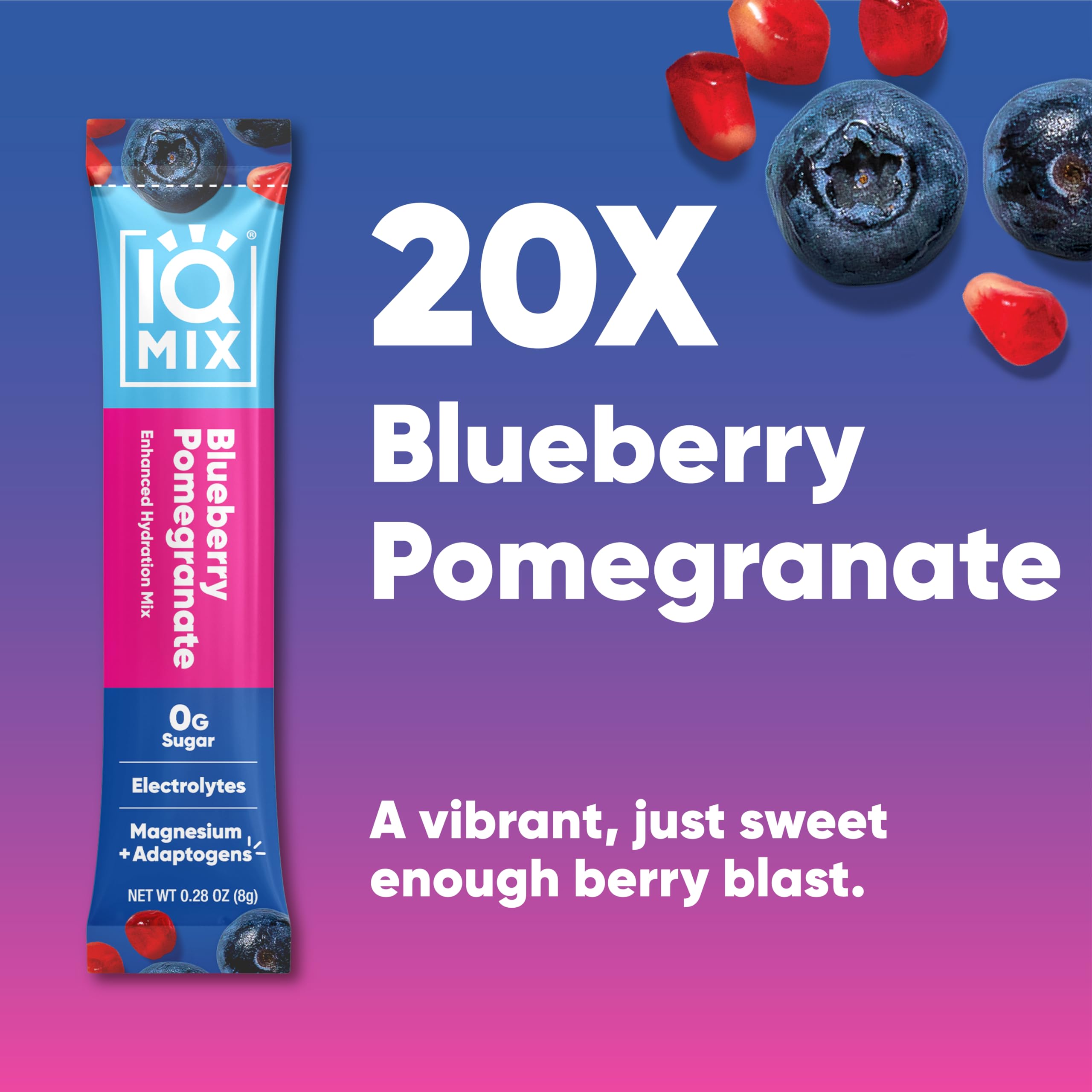 IQMIX sabor arándano granada en botella para hidratación diaria y sabor refrescante.