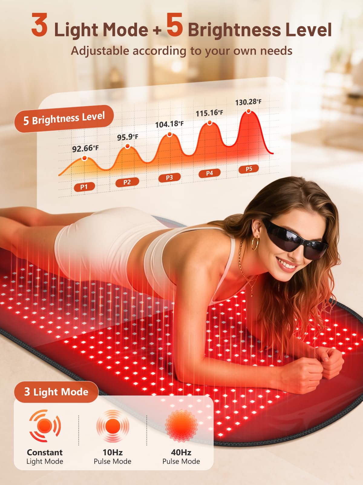 Modos de luz y pulsos IRELEX para personalizar la terapia y sensaciones.
