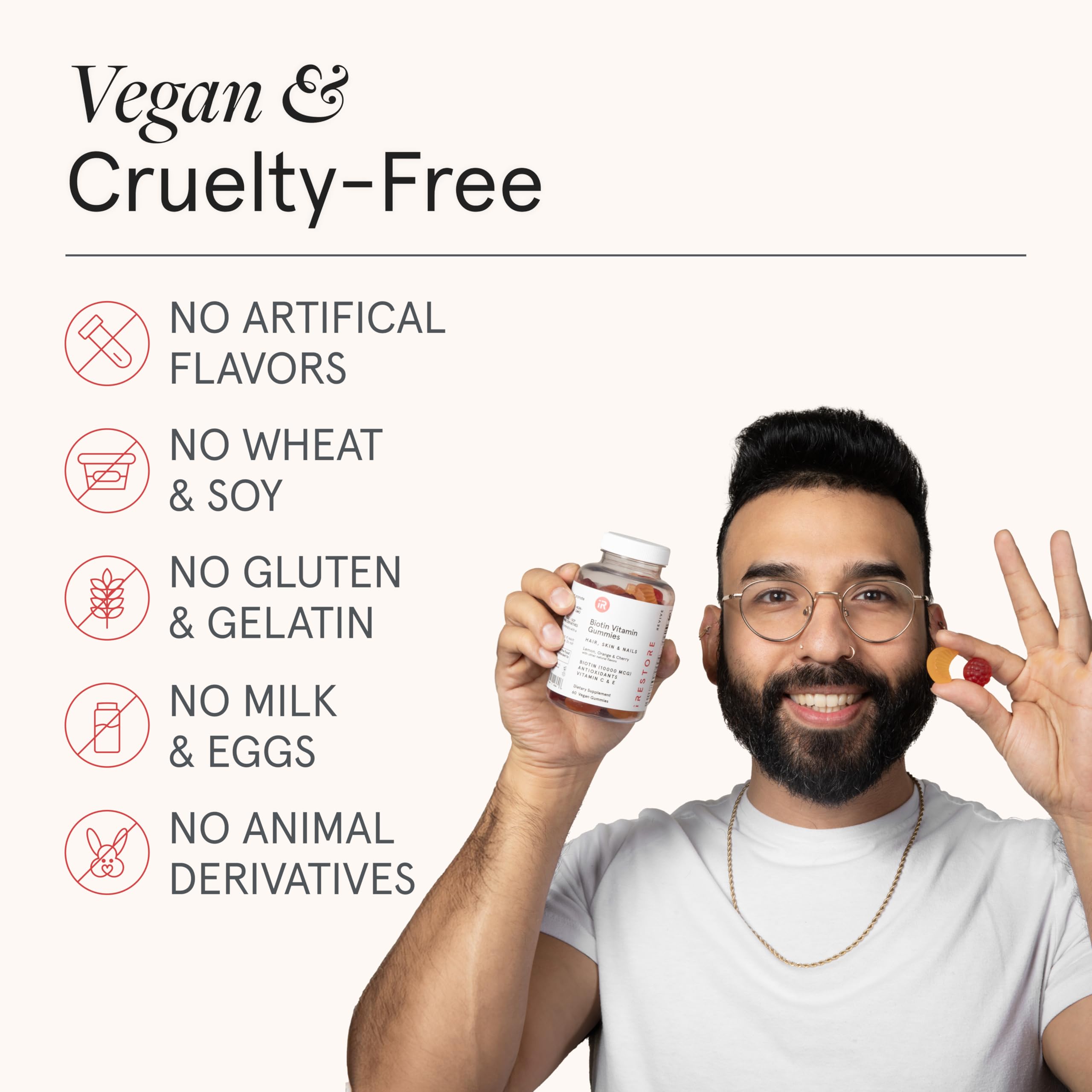 iRestore etiqueta vegana, certificado sin gluten para estética consciente