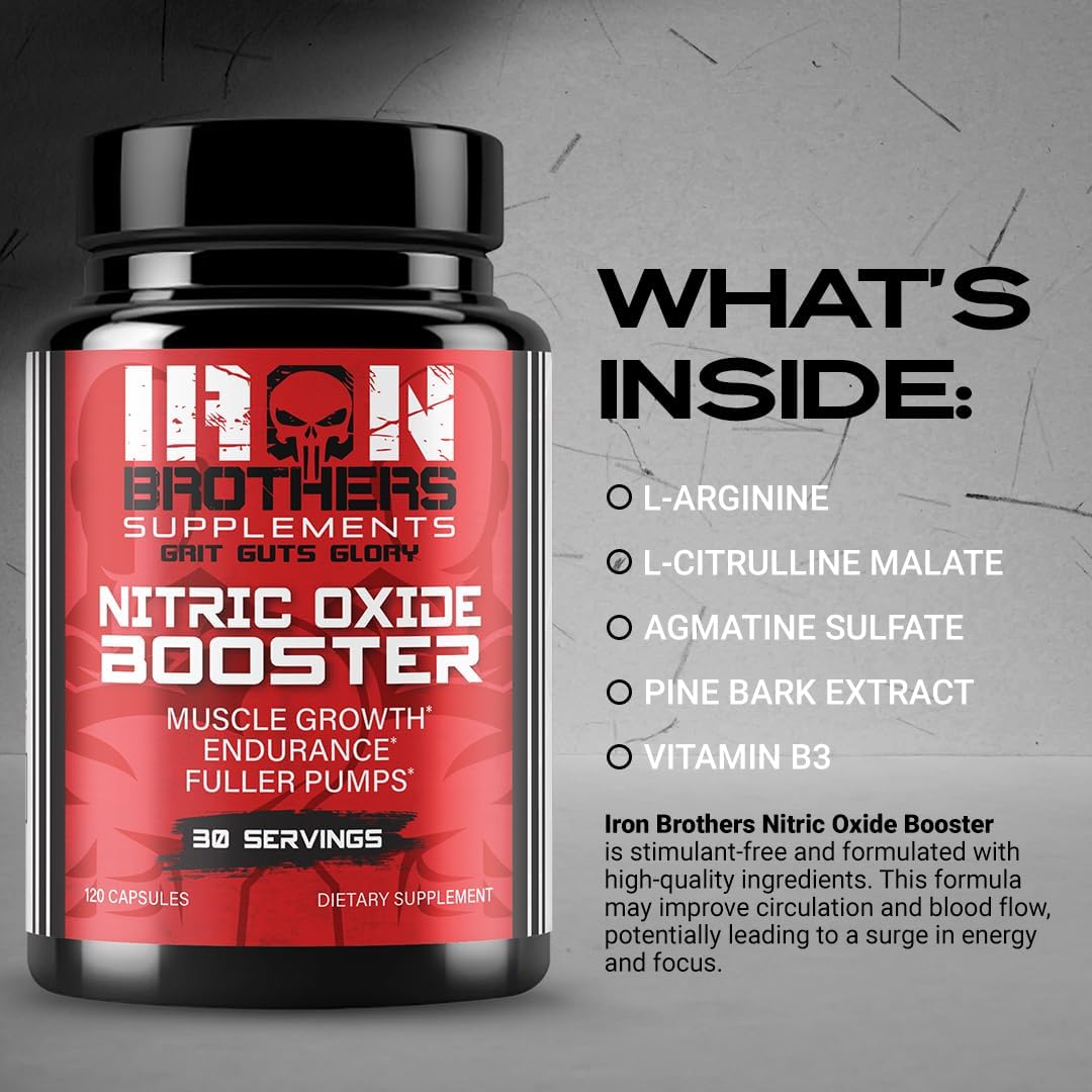 Iron Brothers Nitric Oxide cápsulas veganas fáciles de tragar