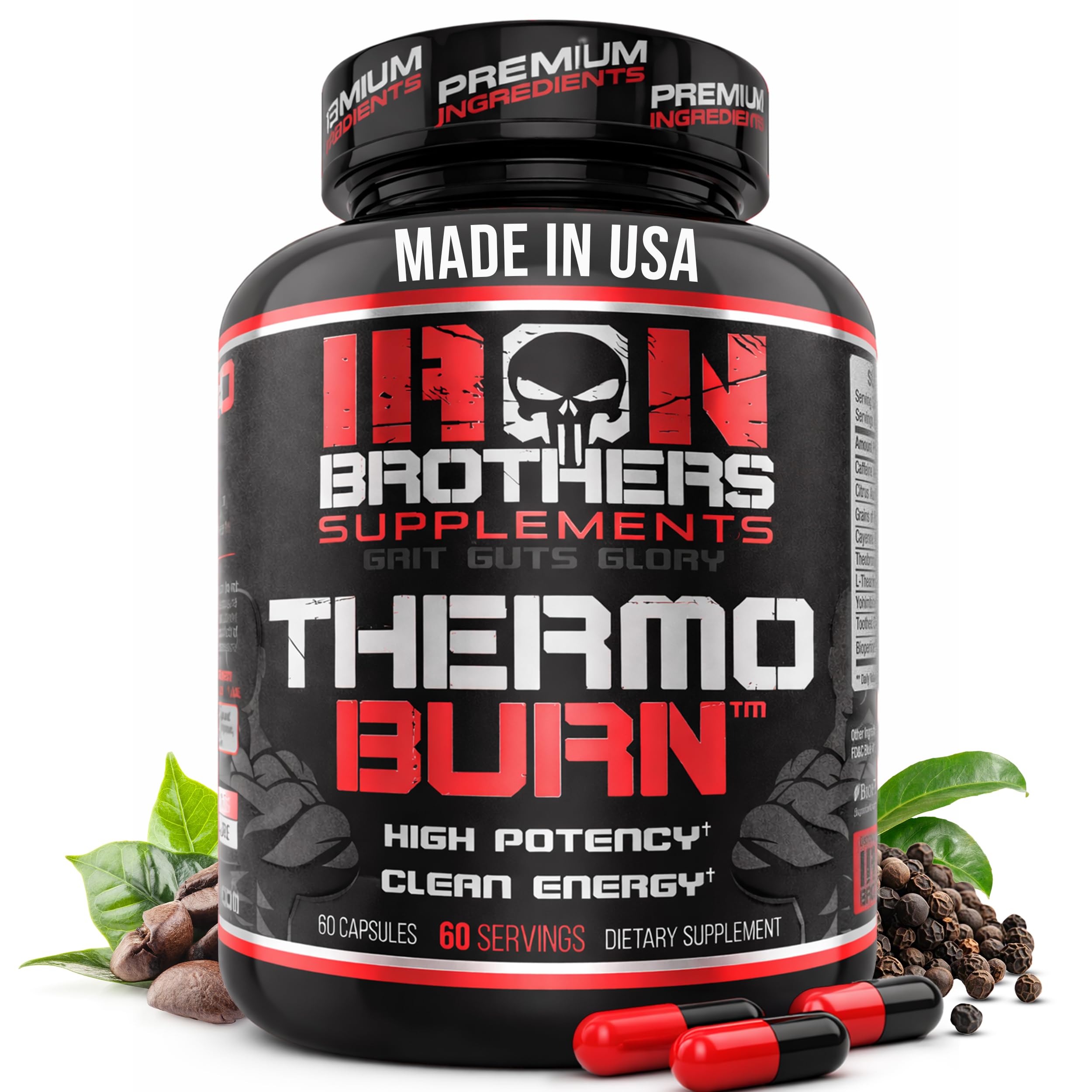 Iron Brothers Thermo Burn Hardcore botella lista para entrenamiento con energía sostenida.