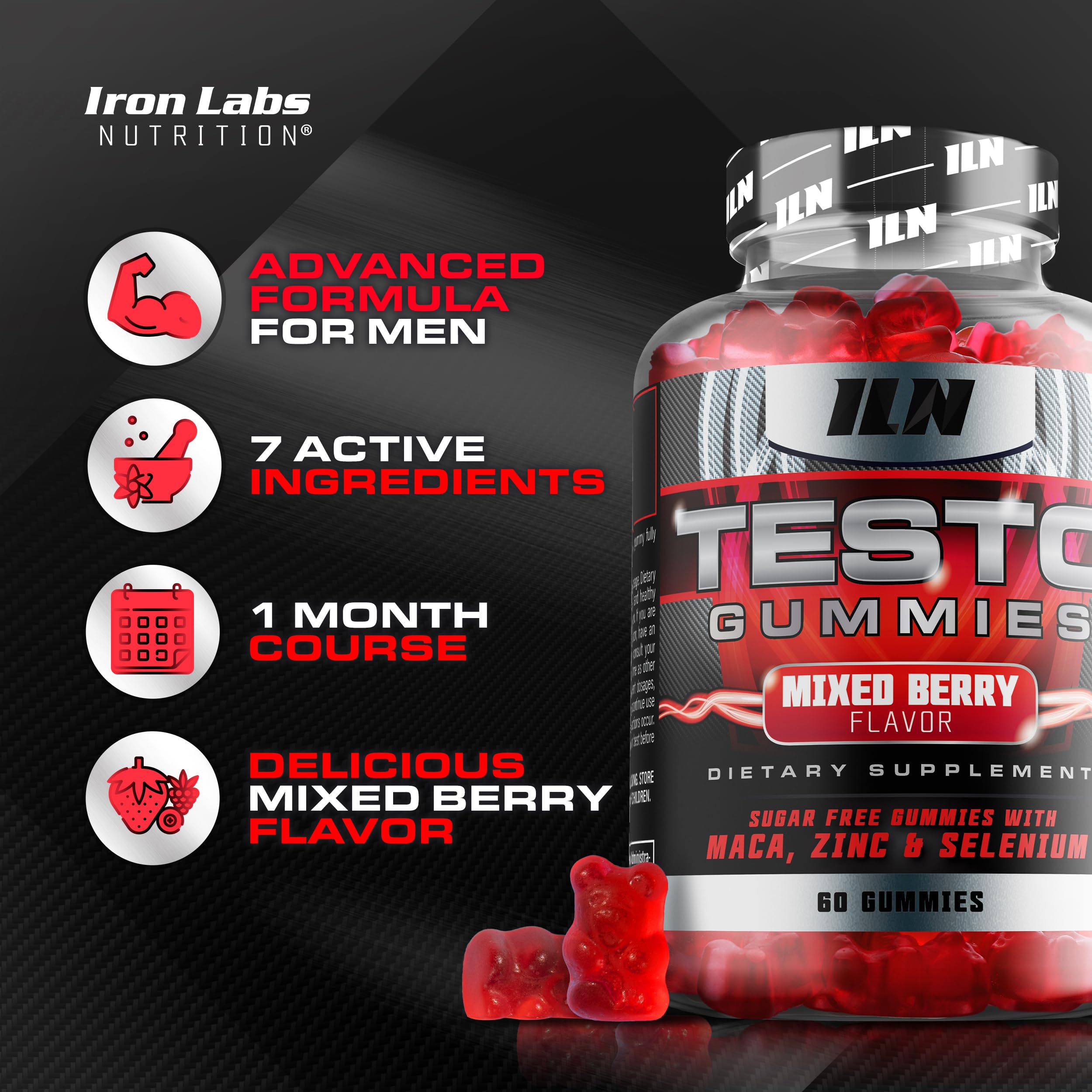TestoGummies sabor mezcla de frutos rojos para mayor sabor