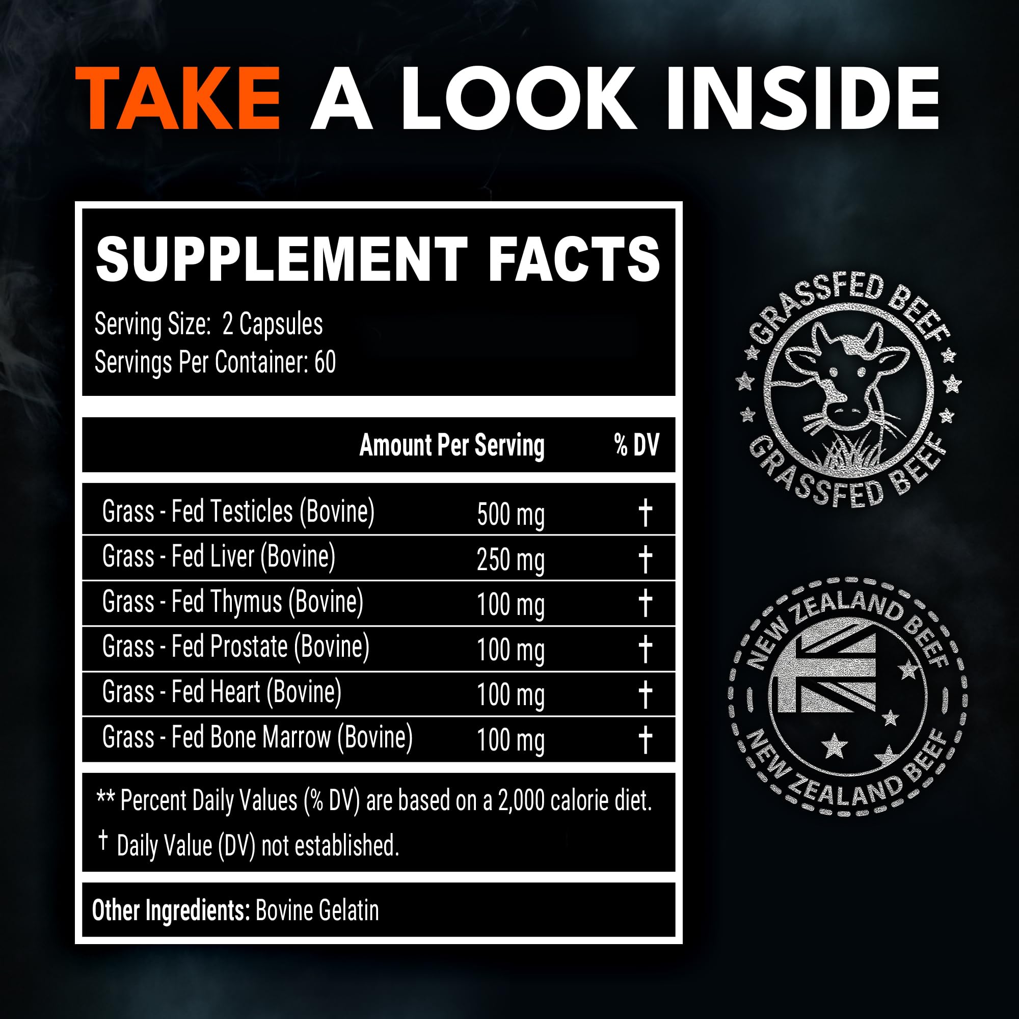 IRONCLAD NUTRITION cápsulas de órganos de res: médula ósea para nutrientes completos.