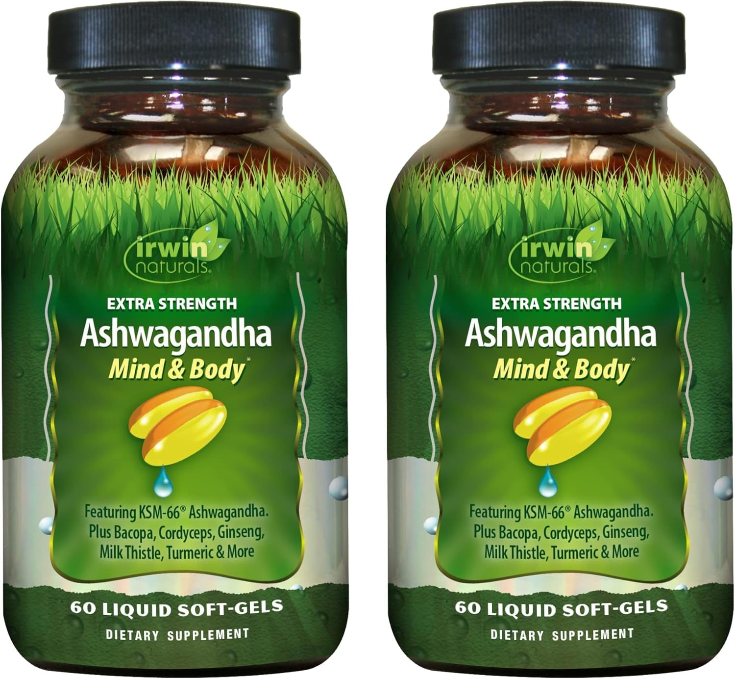 Irwin Naturals Ashwagandha Mind & Body: botella para equilibrio diario y rendimiento suave