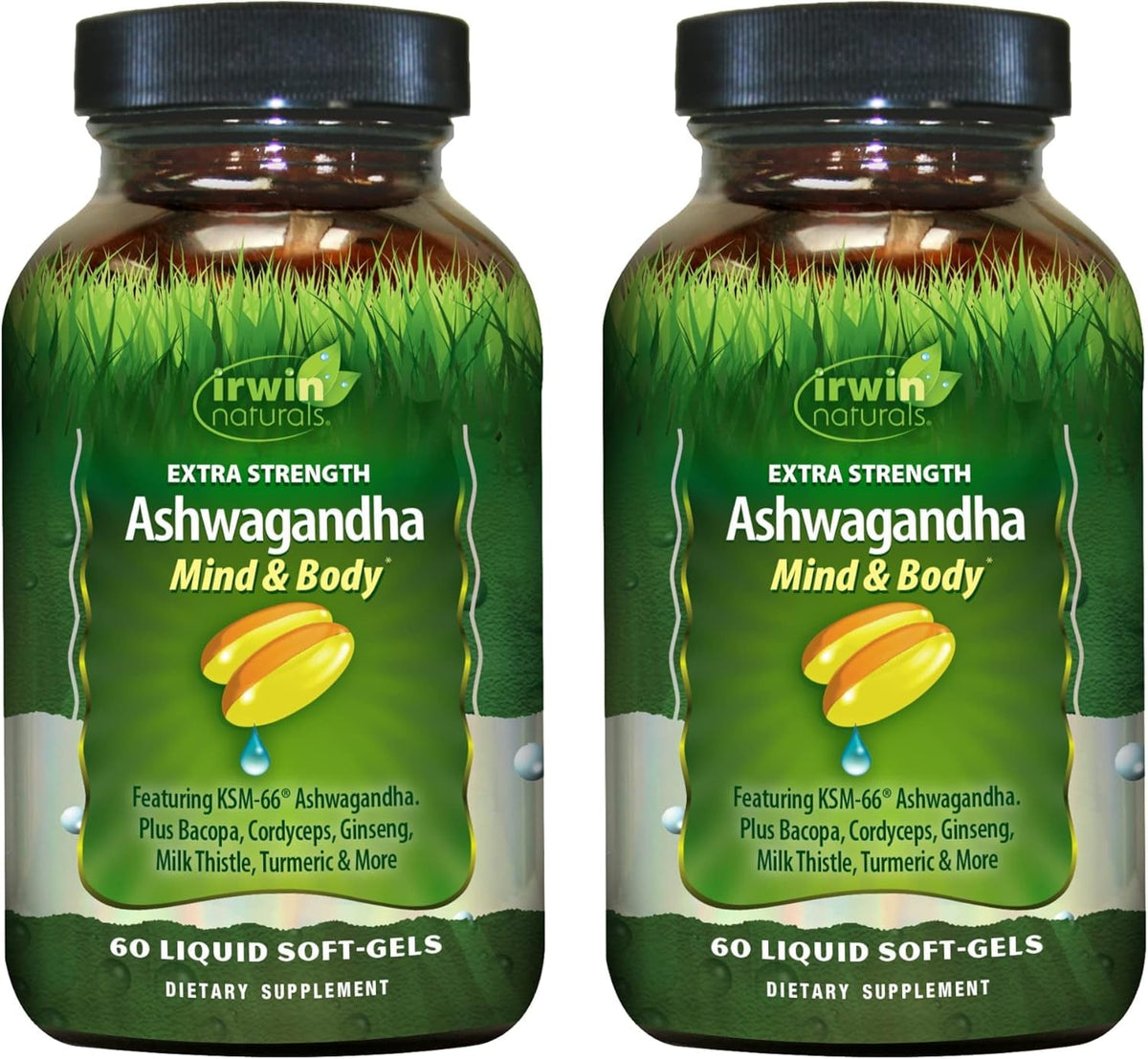 Irwin Naturals Ashwagandha Mind & Body: botella para equilibrio diario y rendimiento suave