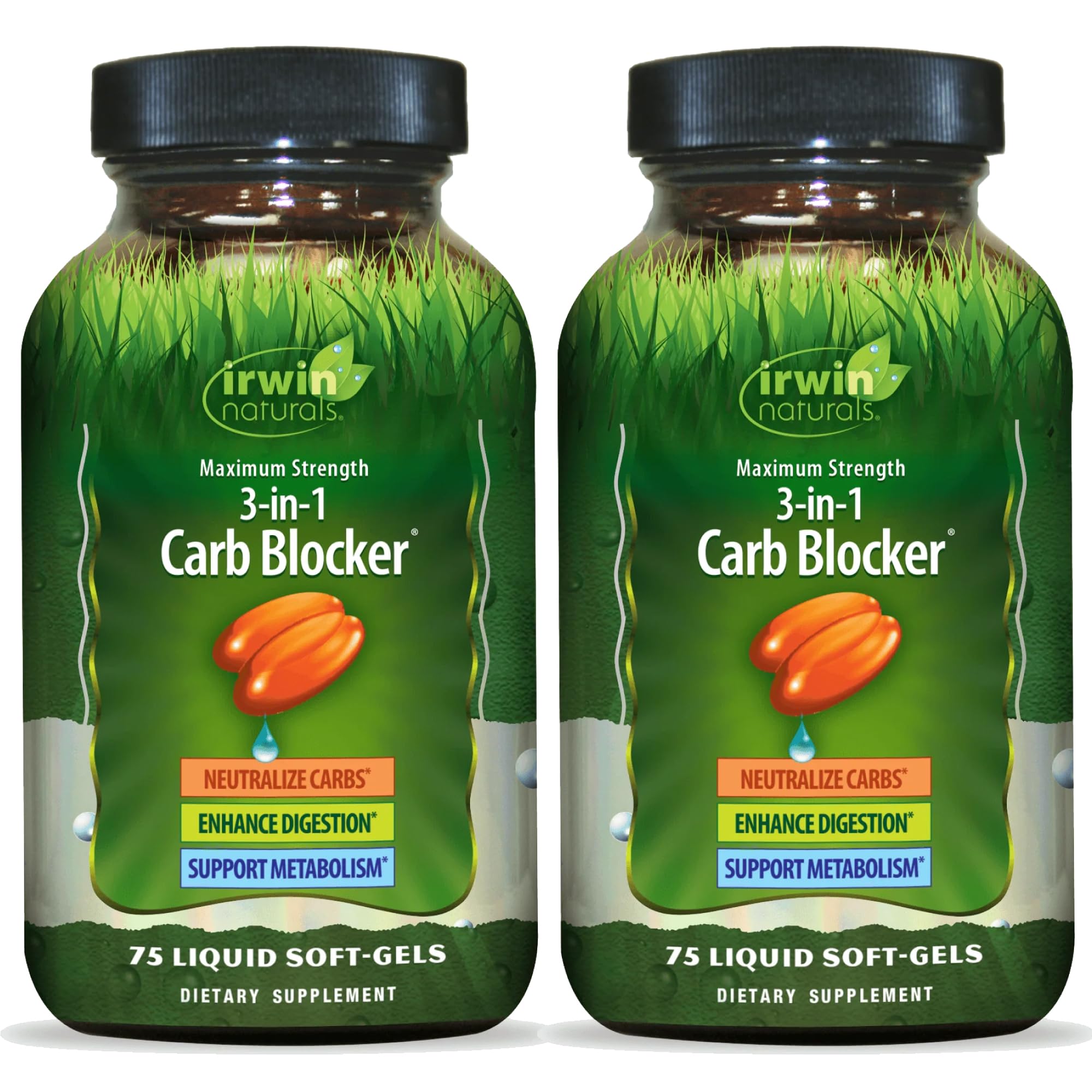 Irwin Naturals bloqueador de carbohidratos, botella frontal, para control de carbohidratos en comidas