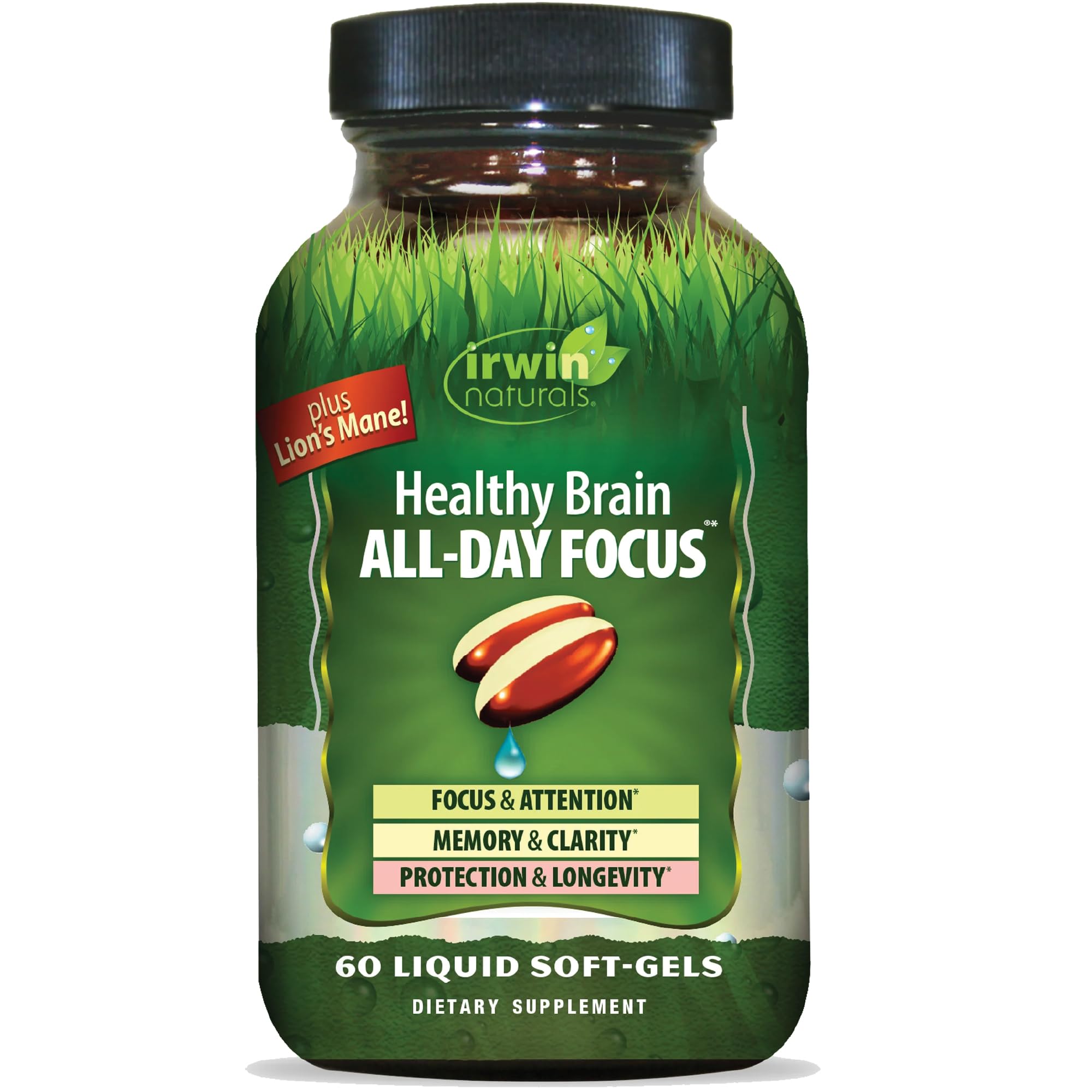 Botella de Irwin Naturals Cerebro Saludable para estudio y enfoque diario