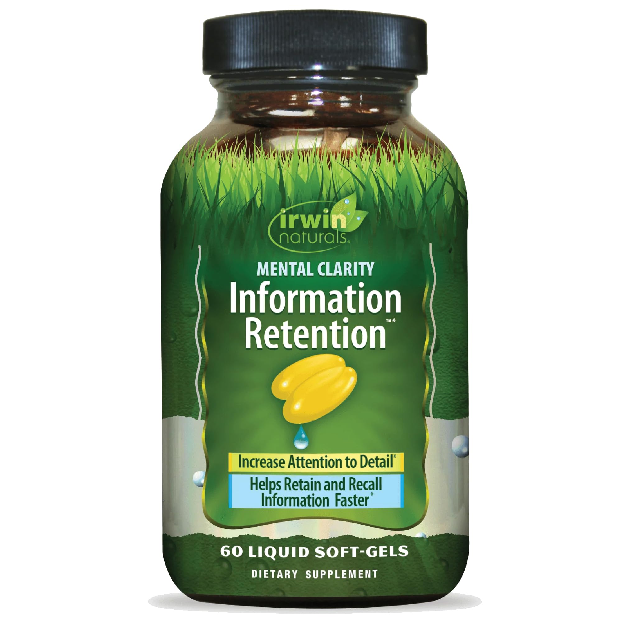 Irwin Naturals claridad mental, botella visible para enfoque diario.