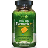 Botella Irwin Naturals Curcuma muestra dosis diarias para el bienestar general.