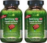 Irwin Naturals Energía Rápida Roja, botella visible, apoyo para energía diaria.