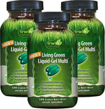 Frasco de Irwin Naturals Living Green para hombre, formato líquido-gel.