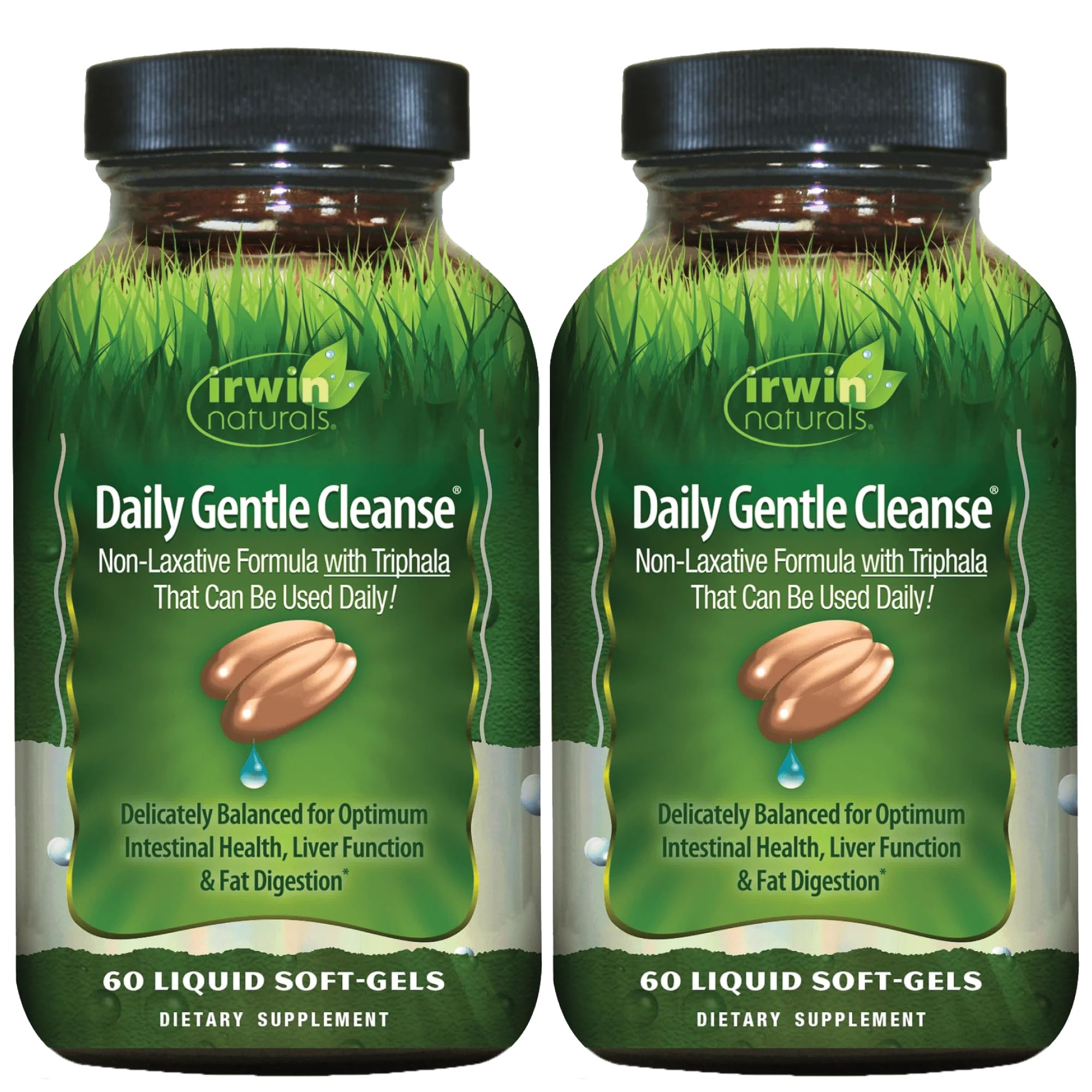 Irwin Naturals Limpieza Diaria Suave, botella frontal, apoyo suave para la digestión diaria.