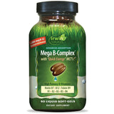 Irwin Naturals Mega B-Complex: botella frontal con información clara para uso diario.