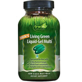 Irwin Naturals Living Green para hombres, botella visible, soporte nutricional diario.