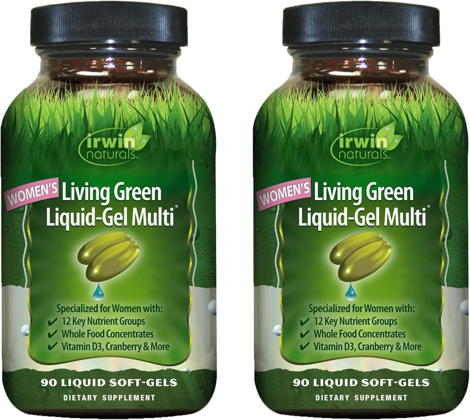 Irwin Naturals Mujer Verde Vivo Multi en botella, apoyo nutricional diario para mujeres activas.