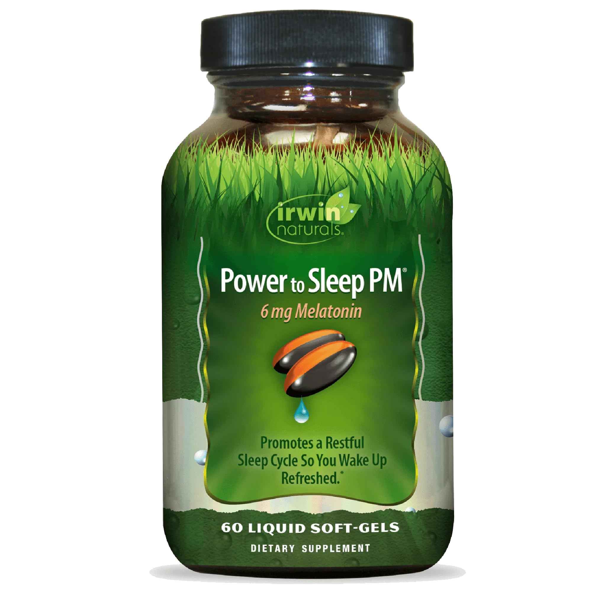 Botella de Irwin Naturals Power to Sleep PM para descanso tranquilo