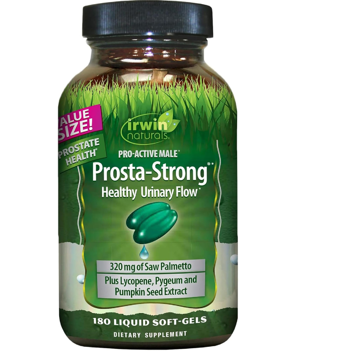 Irwin Naturals Prosta-Strong botella de 180 cápsulas para apoyar el flujo urinario.