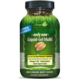 Irwin Naturals Solo Uno Gel Líquido Multi: botella sobre mesa, apoyo diario de nutrientes
