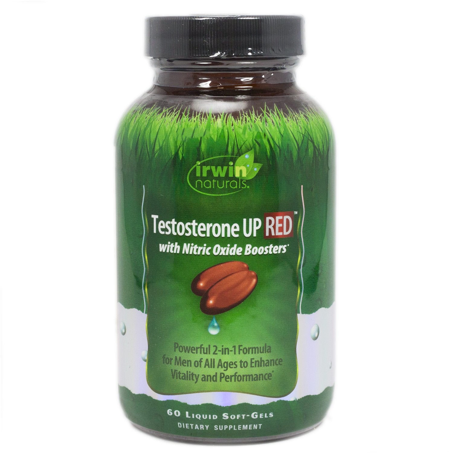 Irwin Naturals Testosterone Up Red, botella de geles suaves para energía diaria