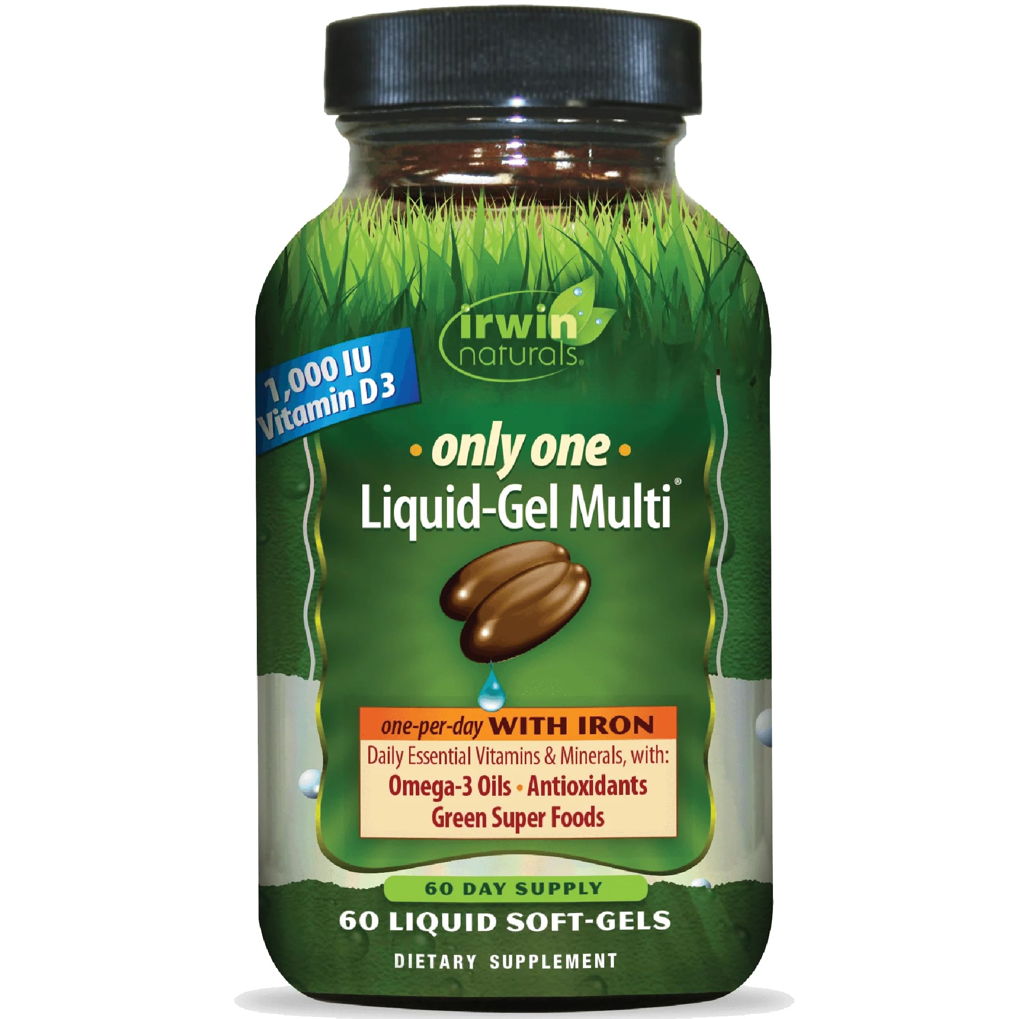 Irwin Naturals Unico multivitamínico líquido con hierro, botella lista para uso diario