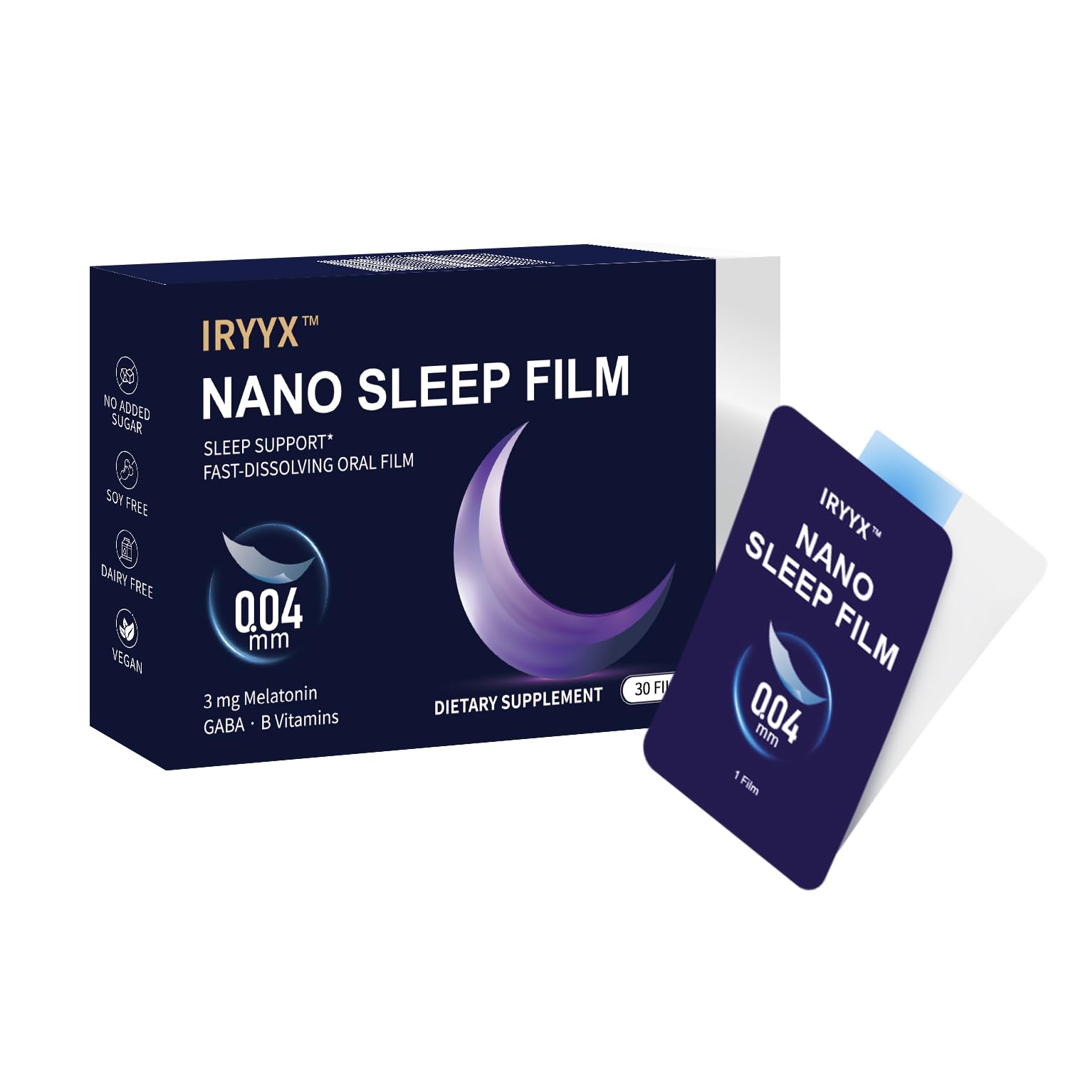 IRYYX tiras sueño nano, disolución rápida en la lengua para uso sin agua.
