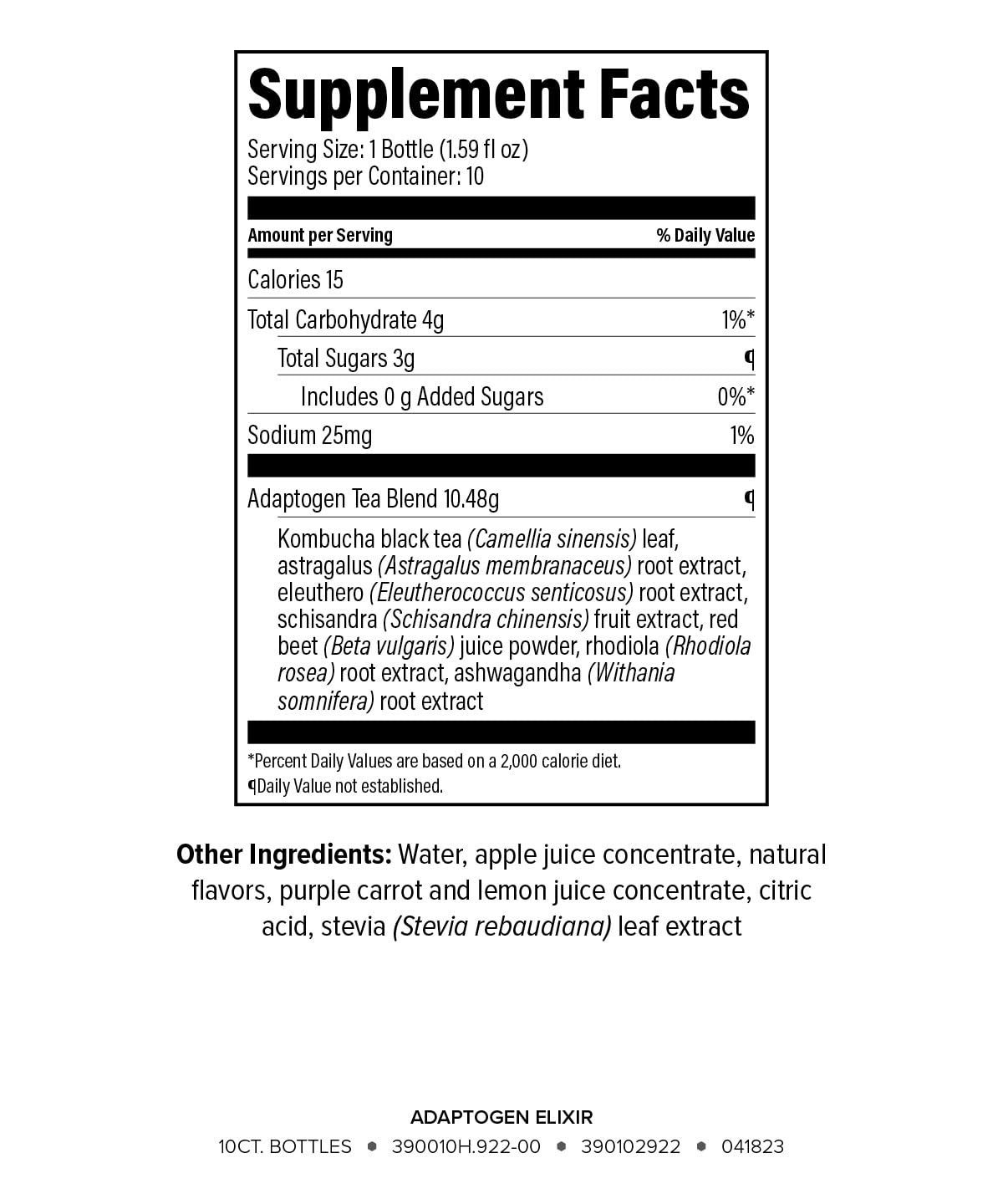 Isagenix Adaptogen Elixir: ingredientes como ashwagandha para mayor resiliencia diaria.