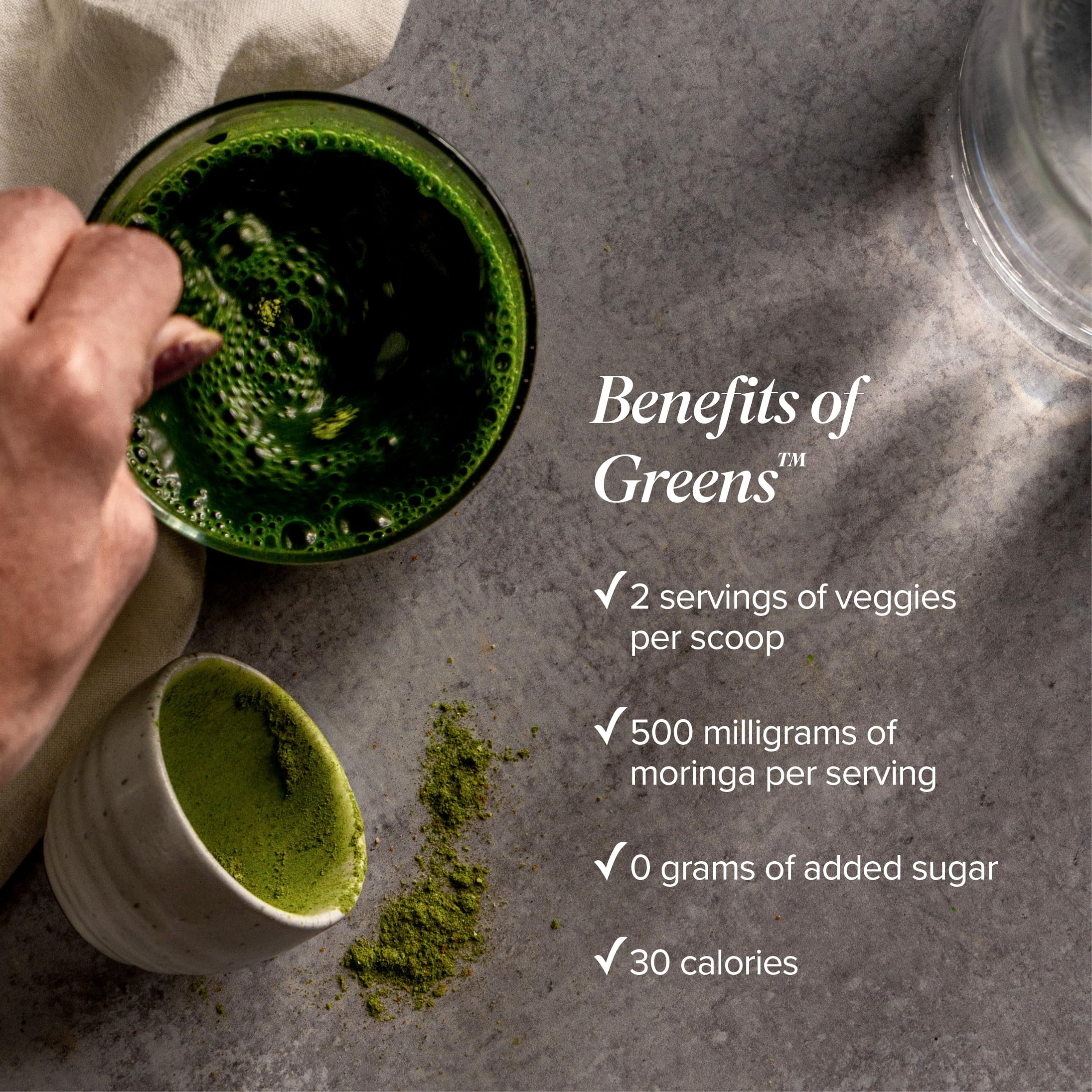 Isagenix Greens etiqueta-nutricional, consulta antioxidantes y nutrientes por porción.