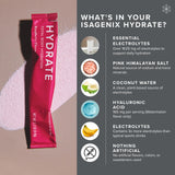Electrolitos esenciales de Isagenix Hydrate para recuperar minerales