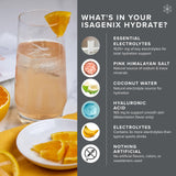Isagenix Hydrate sobre limón-lima: hidratación diaria con sabor cítrico.