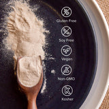 Isagenix Refuerzo Inmunológico para Batidos, yogur con polvo neutro para fibra diaria.