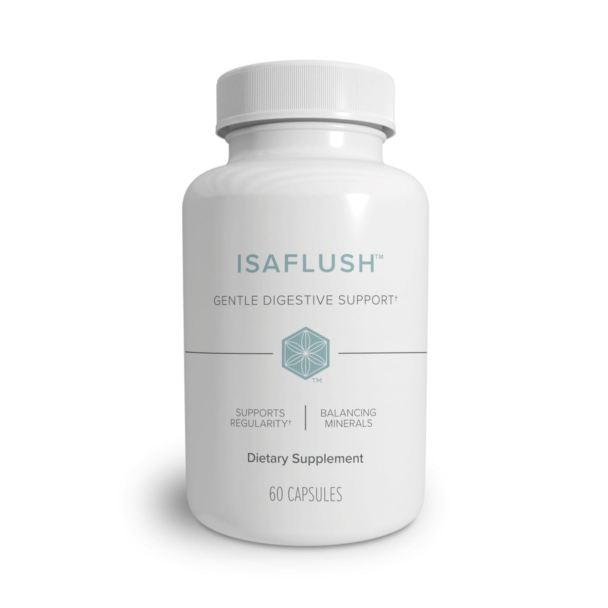 Isagenix IsaFlush en botella de cápsulas para uso diario y bienestar digestivo suave.