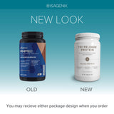 Batido de Isagenix Tri-Release Protein listo para beber con textura cremosa.