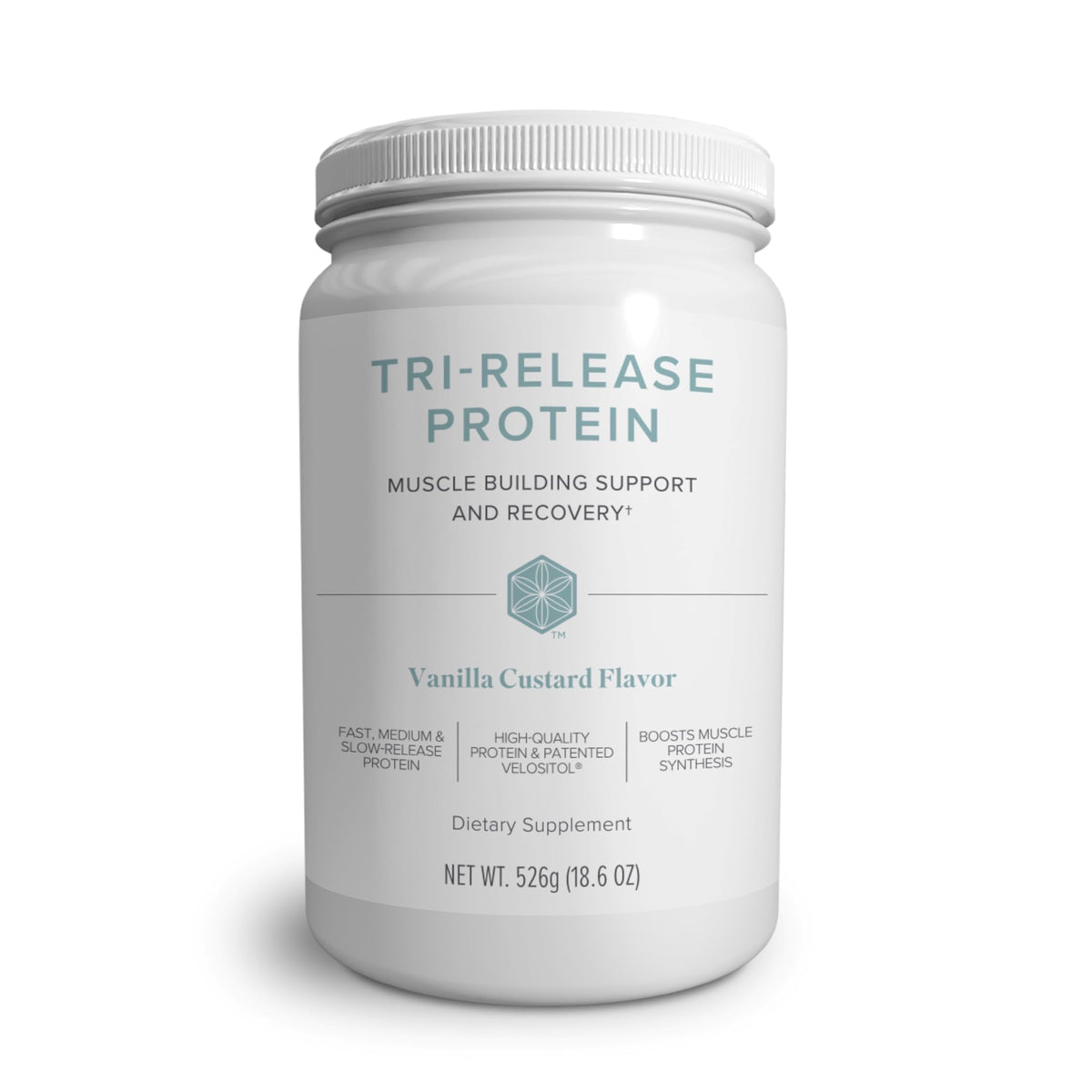 Isagenix Tri-Release Protein, vaso post-entrenamiento, textura cremosa para recuperación suave.