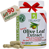 Island Nutrition extracto de hojas de olivo en cápsula de 500 mg para apoyo diario saludable