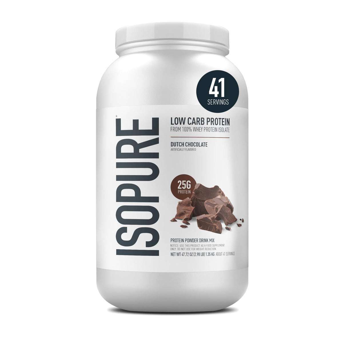 Isopure Dutch Chocolate: polvo de proteína 25 g para empezar bien el día