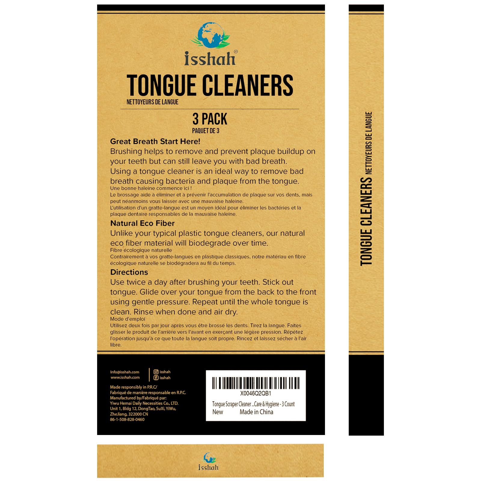 Isshah raspador de lengua con textura natural y suave