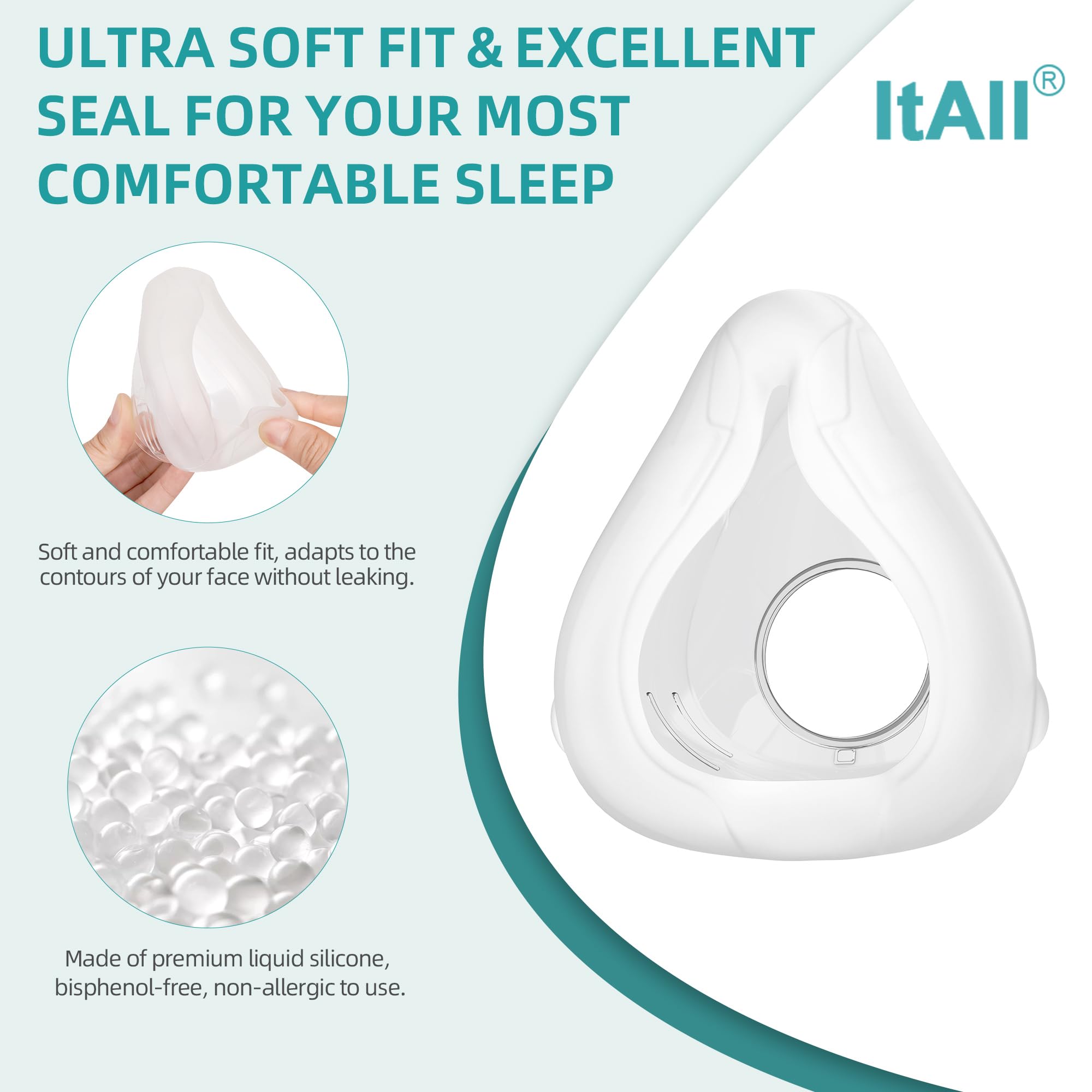 ItAll almohadilla ultra suave mejora el contacto con la cara.