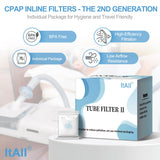 ItAll filtros CPAP instalacion-facil: instalación rápida entre la salida y el tubo.
