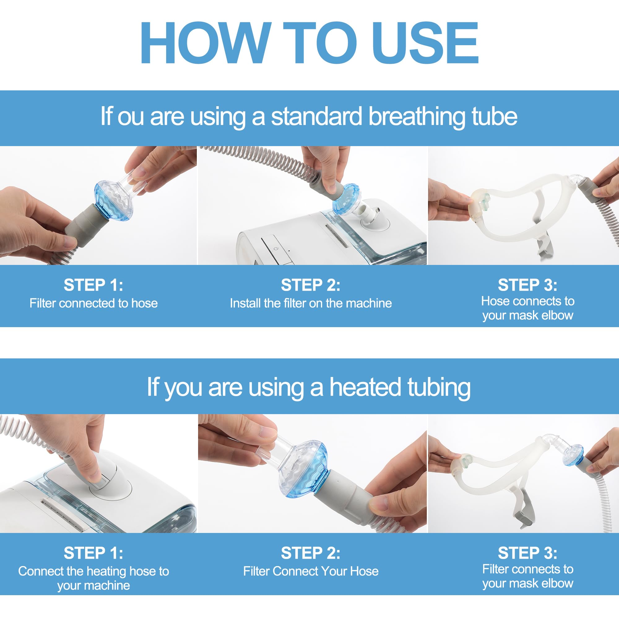 ItAll filtros CPAP tubo-22mm: compatible con tubos estándar.