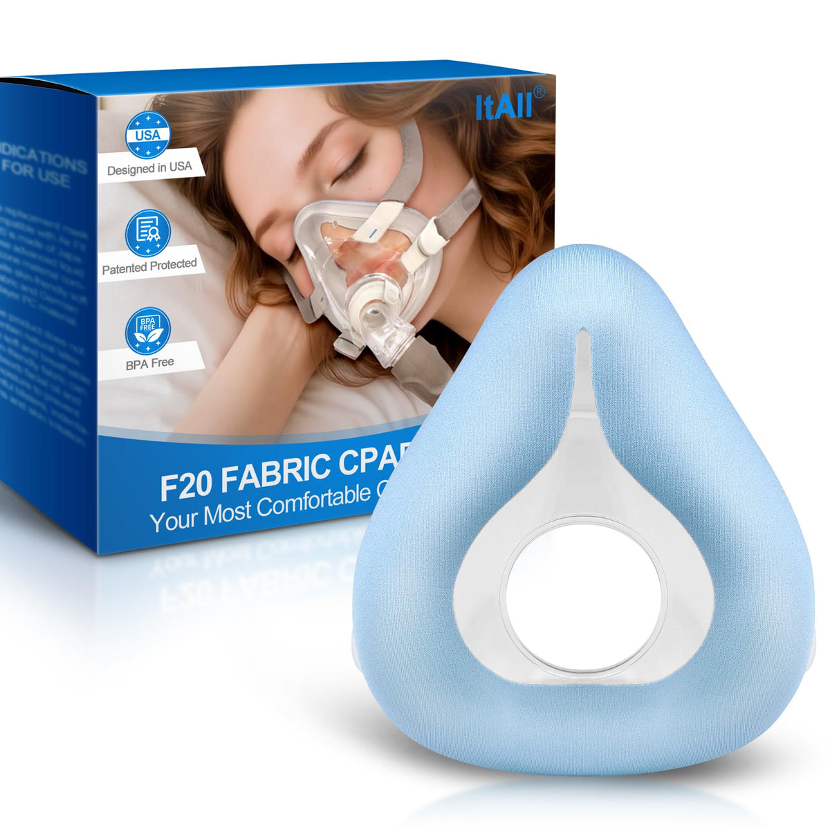 ItAll máscara F20 de repuesto con ensamblaje azul para uso nocturno cómodo