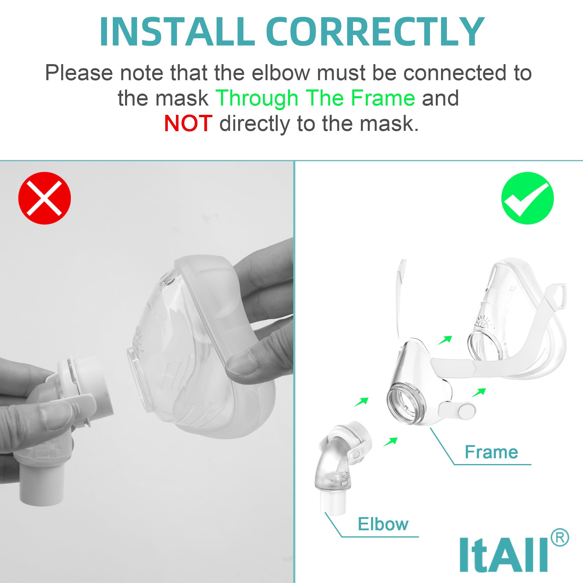 Uso nocturno cómodo y silencioso con el conector ItAll para Airfit.